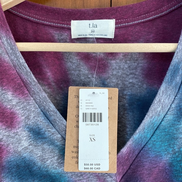 ANTHROPOLOGIE t.la Purple Tie Dye Tee NWT - Picture 2 of 6